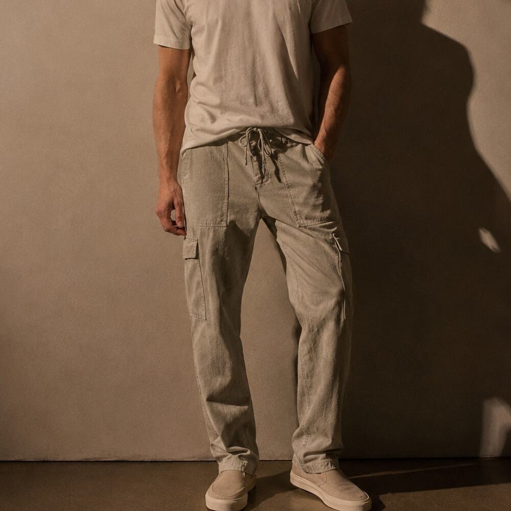 James Perse Army Cotton Slub Cargo Pants tan gray size 5